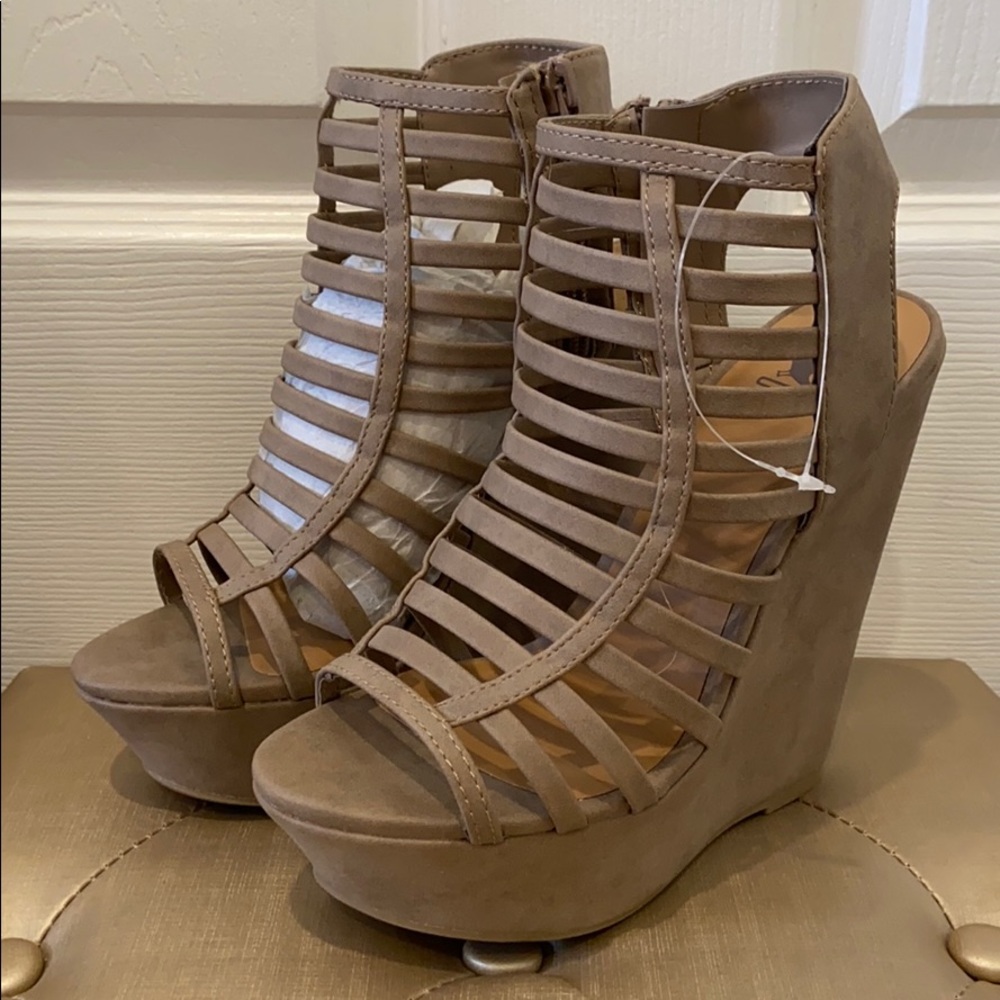 Taupe Platform Wedge